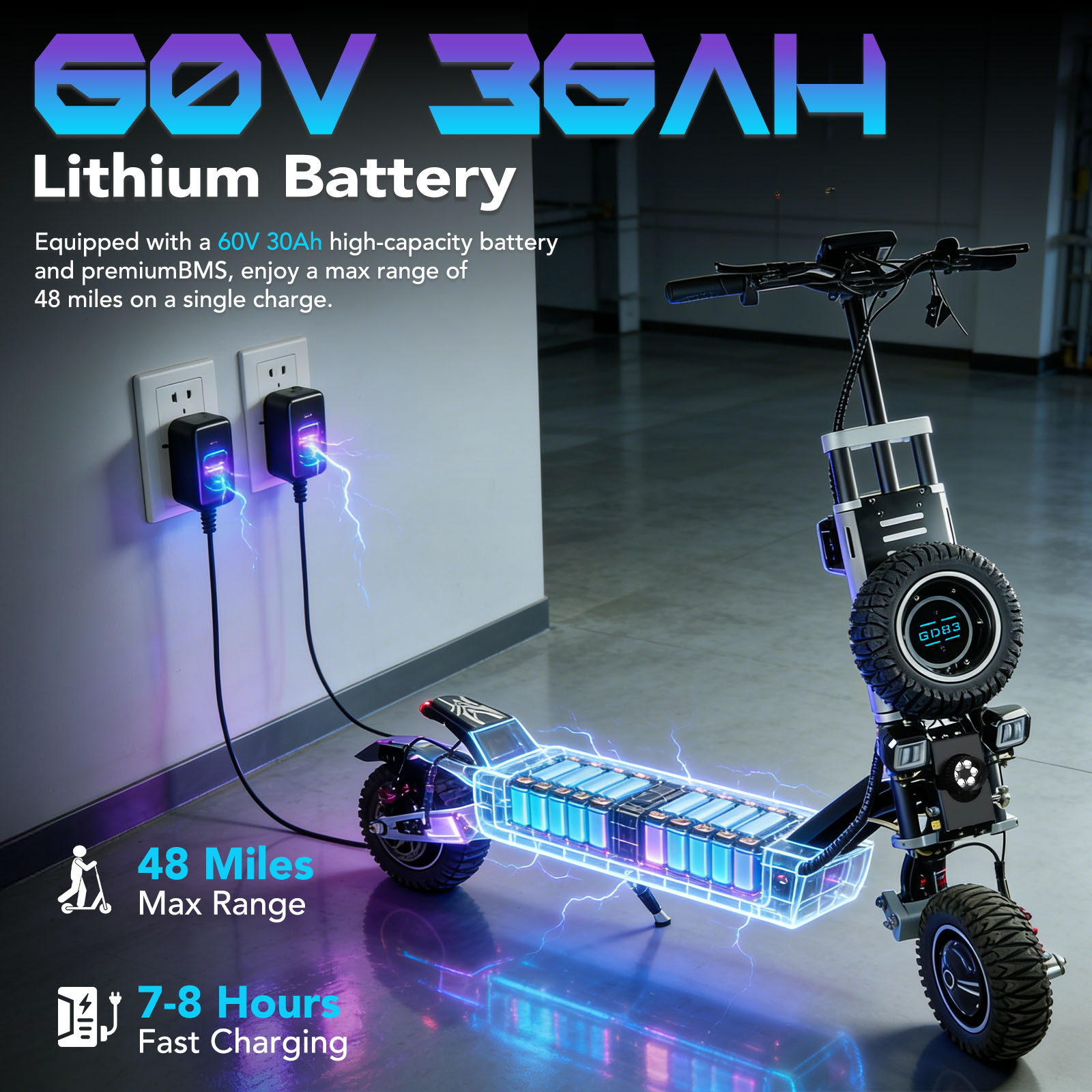 OBARTER GD83 오프로드 전기 스쿠터, 5600 - 60V 5600W Dual Motor Electric Scooter 리뷰 및 가격